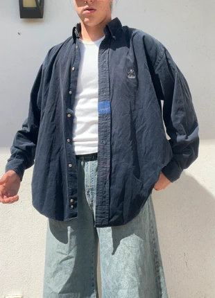 Chemise à manche longue logo brodé Façonnable en coton XL bleu marine, brand: Façonnable, condition: Very good, size: XL, €20.00, €21.70 includes Buyer Protection