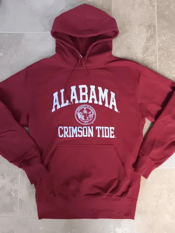 Sweat capuche universitaire rouge homme flocage Alabama taille S - photo numéro 2