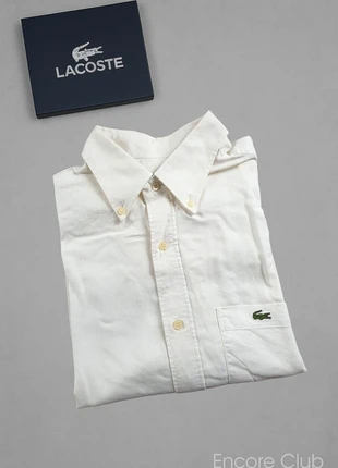 M-004 Chemise unie blanche homme manches courtes M logo brodé, brand: Lacoste, condizioni: Ottime, taglia: M, €30.00, €32.20 include la Protezione acquisti Pro