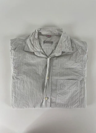 Chemise Massimo Dutti – Blanche rayée gris clair – Manches longues – Taille M, marke: Massimo Dutti, zustand: Sehr gut, größe: M, 15,00 €, 16,45 € inklusive Vinted-Käuferschutz