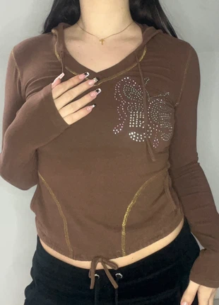 top capuche y2k 2000s brown top hat hood diamonds stras, brand: Vintage Dressing, condition: Very good, size: S / 36 / 8, €17.00, €18.55 includes Buyer Protection