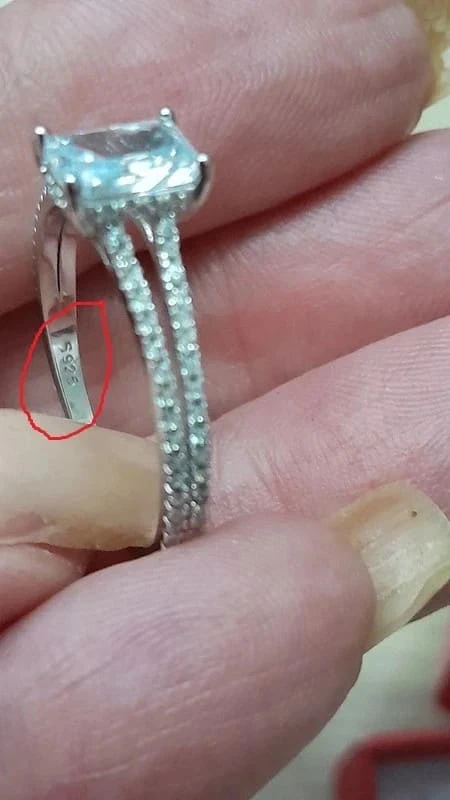 Bague avec strass, pierre transparente, argent 925, taille 60 - photo numéro 8