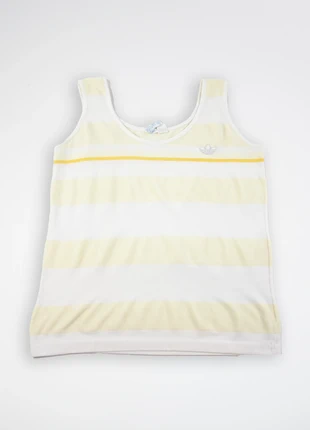 237DPR - Débardeur Adidas vintage, jaune blanc, 40, marca: adidas, estado: Bueno, tamaño: L / 40 / 12, 12,50 €, 13,83 € Protección al comprador Pro incluida