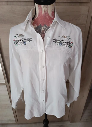 #Chemise blanche brodée vache femme Vintage  coupe droite, al'son made in France , très bon état 🌸 🌸, brand: AL'SON, condition: Very good, size: S / 36 / 8, €8.00, €9.10 includes Buyer Protection