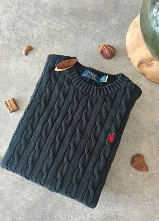 Pull torsadé Ralph Lauren col rond noir M homme, marque: Ralph Lauren, état: Très bon état, taille: M, 52,00 €, 55,30 € Protection acheteurs incluse