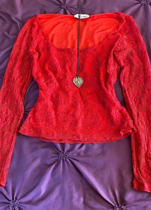 Top en dentelle rouge manches longues coquette witchy, merk: COQUETTE, staat: Heel goed, maat: M / 38 / 10, € 14,99, € 16,44 inclusief Kopersbescherming