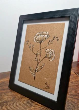 Cadre dessin fleurs fait main, brand: Fait Main, condition: New with tags, €7.50, €8.58 includes Buyer Protection