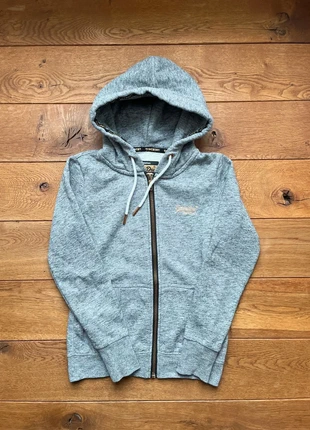 Gilet à capuche Superdry gris chiné logo doré intérieur molletonné - Taille S(36), marque: Superdry, état: Très bon état, taille: S / 36 / 8, 15,00 €, 16,45 € Protection acheteurs incluse
