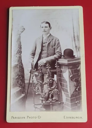 Parisian Photo Co, Edinburgh Cabinet Card - Young Man with Bowler Hat, brand: Parisian Photo Co, condition: Good, £3.50, £4.38 includes Buyer Protection Pro