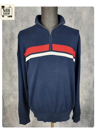 Pull col camionneur Half zip 1/4 zip 100% coton Tommy Hilfiger Bleu marine rouge Taille L, brand: Tommy Hilfiger, condizioni: Ottime, taglia: L, €19.90, €21.60 include la Protezione acquisti Pro