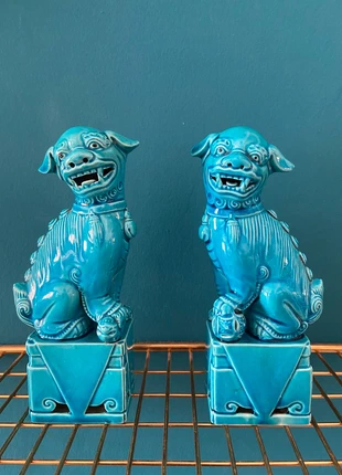 Vintage Turquoise Porcelain Foo Dogs – 1960s – Feng Shui Decor – Made in China, brand: Vintage, condizioni: Ottime, €130.00, €137.20 include la Protezione acquisti
