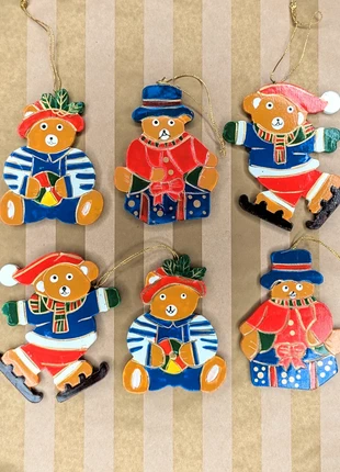 Lot de 6 décorations de Noël oursons peintes à la main, marke: Vintage, zustand: Sehr gut, 9,00 €, 10,15 € beinhaltet Vinted-Käuferschutz Pro
