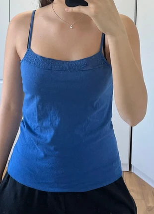 Blaues top Unterhemd mit Muster Netz, marque: Sisley, état: Bon état, taille: M / 38 / 10, 3,00 €, 3,85 € Protection acheteurs incluse