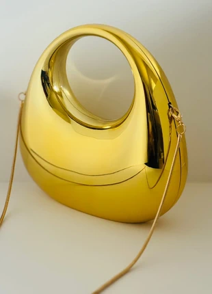 Sculptural Gold Acrylic Clutch – Statement Mirror-Finish Evening Bag, brand: NO LABEL, condition: New without tags, £22.00, £23.80 includes Buyer Protection Pro