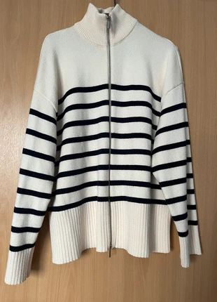 Gilet col montant zippé à rayures marinières Zara, marque: Zara, état: Très bon état, taille: L / 40 / 12, 12,00 €, 13,30 € Protection acheteurs incluse
