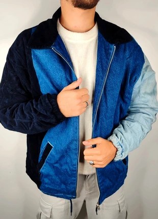 Veste en jean oversize bicolore bleu molletoné vintage Pull&bear T.L, marque: Pull & Bear, état: Très bon état, taille: L, 20,00 €, 21,70 € Protection acheteurs (Pro) incluse