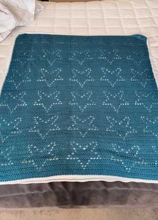 Mooie petrol kleur gehaakte deken, marca: Handgemaakt, estado: Nuevo sin etiquetas, 9,50 €, 10,68 € Protección al comprador incluida