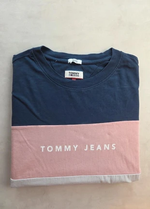 t-shirt tommy jeans femme xs coton bio colorblock bleu rose blanc, brand: Tommy Hilfiger, condition: Very good, size: XS / 34 / 6, €12.00, €13.30 includes Buyer Protection