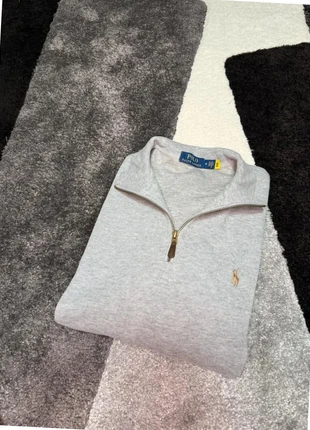 Pull 1/4 zip / camionneur Ralph Lauren gris logo brodée estate, merk: Ralph Lauren, staat: Heel goed, maat: M, € 85,00, € 89,95 inclusief Kopersbescherming