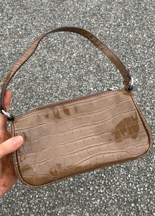 Sac baguette mango marron chocolat cuir vernis crocodile/ sac épaule, marca: Mango, estado: Muito bom, €8.00, €9.10 inclui Proteção do Comprador