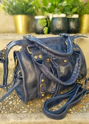 👜 Petit Sac Vintage en Cuir Marine – Style Bohème Rock Chic, Made in Italy 🇮🇹, brand: The Genuine Leather, condition: Very good, €59.99, €63.69 includes Buyer Protection Pro