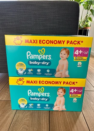 🔹 2 Packs Pampers Baby-Dry Taille 4+ Maxi Economy – 196 couches – Neufs scellés, marque: Pampers, état: Neuf avec étiquette, taille: 9–20 kg, 45,00 €, 47,95 € Protection acheteurs (Pro) incluse