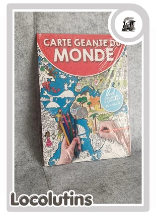 🚂 Carte monde géante à colorier, état: Très bon état, 5,90 €, 6,90 € Protection acheteurs (Pro) incluse