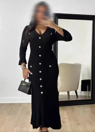 Robe Longue Noire Élégante à Boutons Chic & Féminine, condition: New without tags, size: One size, €17.00, €18.55 includes Buyer Protection