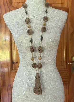 Boho Natural Bead Necklace with Tassel, condition: New without tags, €7.00, €8.05 includes Buyer Protection