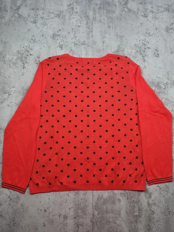 Pull col V rouge à pois noirs Tommy Hilfiger – Taille XL Femme (mesures en photos) - photo numéro 4