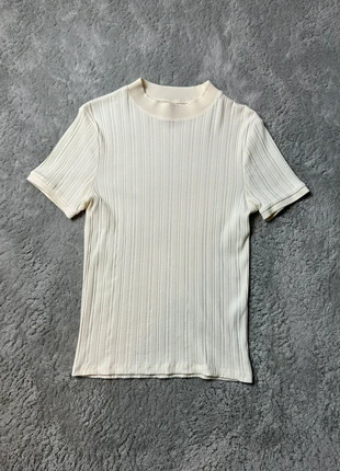 Tee-Shirt Asos Design côtelé coupe moulante beige/écu - Taille XS, marque: ASOS, état: Très bon état, taille: XS, 15,00 €, 16,45 € Protection acheteurs incluse