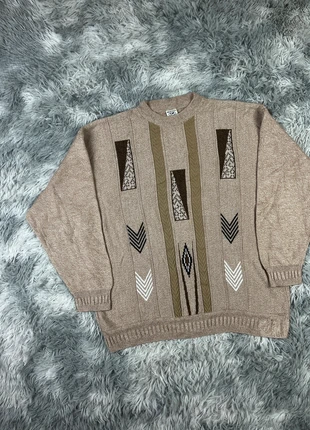 beige geometric pattern knit sweater vintage 80s style, marque: Vintage Dressing, état: Très bon état, taille: XXL, 18,00 €, 19,60 € Protection acheteurs incluse