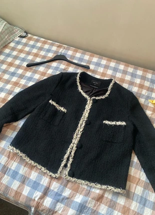 Black wool jacket in Chanel-inspired style, condition: Very good, size: L / 40 / 12, €30.00, €32.20 includes Buyer Protection