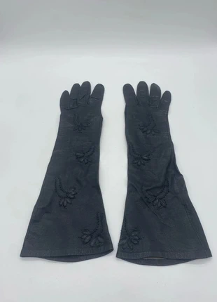 B49 🖤 ARIS Paris – Gants Longs Vintage en Cuir Noir Brodé – Made in France – Rareté Collection, merk: Aris, staat: Heel goed, maat: 7, € 19,60, € 21,28 inclusief Kopersbescherming Pro