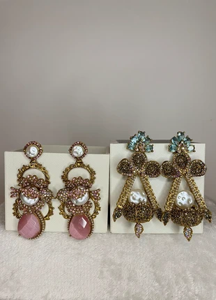 Elegant Baroque Statement Earrings – Pink & Gold / Blue & Gold Vintage Style, condizioni: Nuovo con cartellino, €30.00, €32.20 include la Protezione acquisti