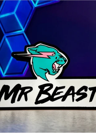 Mr Beast Logo LED Lightbox | Mains Powered | 3D Printed PLA | YouTube Fan Decor, brand: NO LABEL, condition: New without tags, £20.00, £21.70 includes Buyer Protection Pro