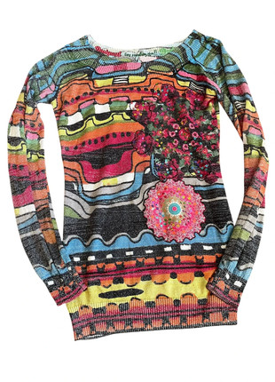 Y2k desigual top pull léger coloré motifs années 2000, marca: Vintage Dressing, estado: Muito bom, tamanho: L / 40 / 12, €16.00, €17.50 inclui Proteção do Comprador
