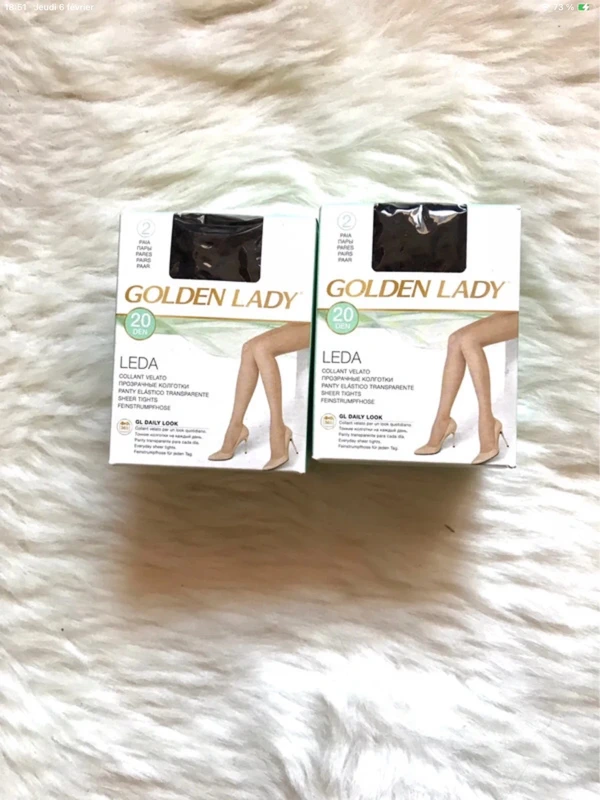 Lot de 2 collants Golden Lady noir taille 4 neuf avec emballage - photo numéro 2