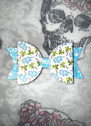 Children's Handmade Blue Glitter Dinosaur Pattern Hair Clip Bow, brand: Handmade, condition: New without tags, £5.50, £6.24 includes Buyer Protection