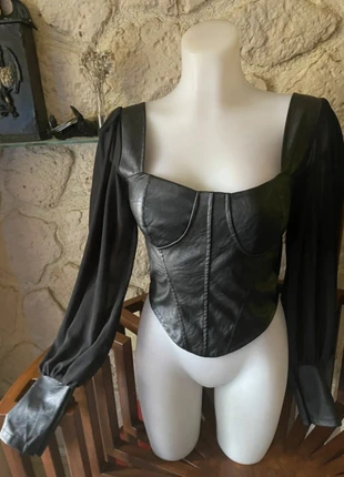 Zwart imitatie leren  top mt S, estado: Muy bueno, tamaño: S / 36 / 8, 10,00 €, 11,20 € Protección al comprador Pro incluida