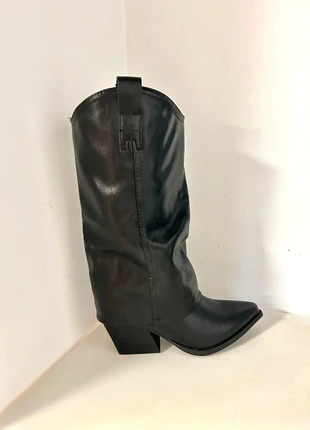 Stivali Alti Nero Texani Camperos con Risvolto in Pelle Leather con Tacco Taglia 36, brand: galia, condizioni: Nuovo con cartellino, taglia: 36, €69.99, €74.19 include la Protezione acquisti Pro