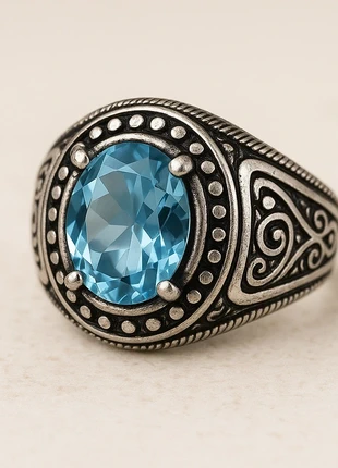 Bague Homme Pierre Bleue Style Oriental, zustand: Neu, mit Etikett, größe: 64.7 mm / 20.6 mm Ø, 10,00 €, 11,20 € inklusive Vinted-Käuferschutz