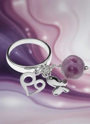 Anillo Plata 925 con Dijes Corazón Mariposa y Piedra Morada Elegante Talla 14,5, brand: Wayfeel, condizioni: Nuovo con cartellino, taglia: 17,3 mm Ø / 14,5, €31.95, €34.25 include la Protezione acquisti Pro