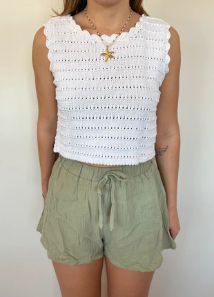 Short vert sauge évasé taille haute, merk: Shein, staat: Heel goed, maat: S / 36 / 8, € 5,00, € 5,95 inclusief Kopersbescherming