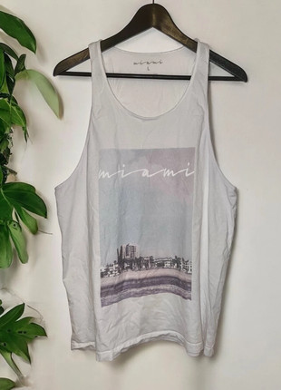 Men’s Size L Cotton White Vest Top with Light Wash Imagery Miami Scene, marque: Primark, état: Très bon état, taille: L, 3,00 €, 3,85 € Protection acheteurs incluse