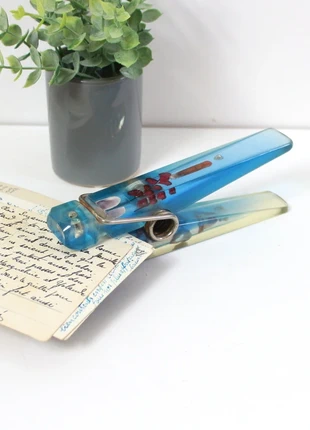Pince à courrier plexiglas altuglas et coquillages, brand: Top Vintage, condition: New without tags, €15.00, €16.45 includes Buyer Protection Pro