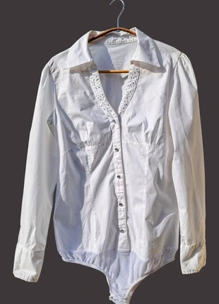 🩶camicia body cotone elegante brillantini rete maniche lunghe bianco donna XL/42/46, marke: Cotone, zustand: Gut, größe: XL / 42 / 14, 2,50 €, 3,33 € inklusive Vinted-Käuferschutz