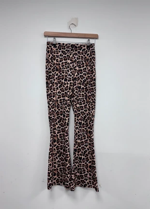 Y2K Leopard Print High Waisted Flared Leggings / Trousers, brand: ASOS, condition: Good, size: M / 10, £3.00, £3.85 includes Buyer Protection