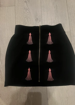 Kort rokje met roze kwastjes, merk: Vintage, staat: Heel goed, maat: M / 38 / 10, € 14,95, € 16,40 inclusief Kopersbescherming