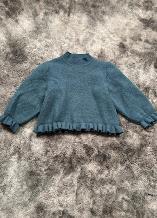 Pull laine Monoprix bleu col montant manches bouffantes XS, brand: Monoprix, condition: Very good, size: XS / 34 / 6, 5.00 €, 5.95 € includes Buyer Protection